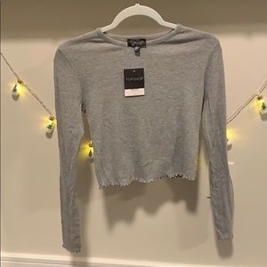 Topshop long sleeve grey top NWT